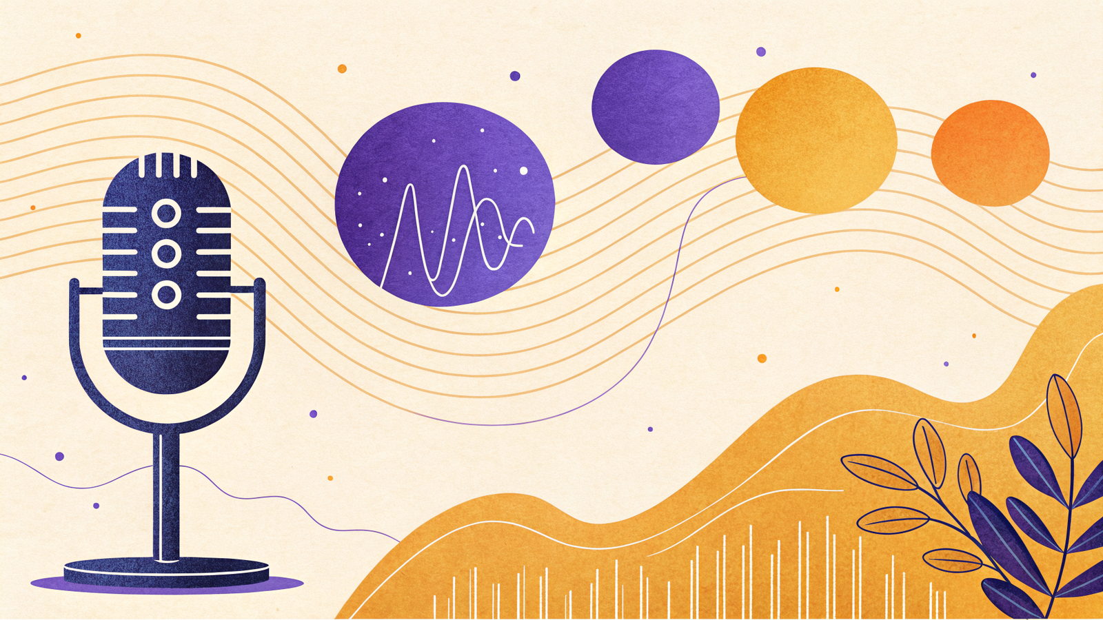 Illustration of a podcast microphone beside rising coins and a benchmark chart, representing podcast CPM rates and ad revenue in 2026