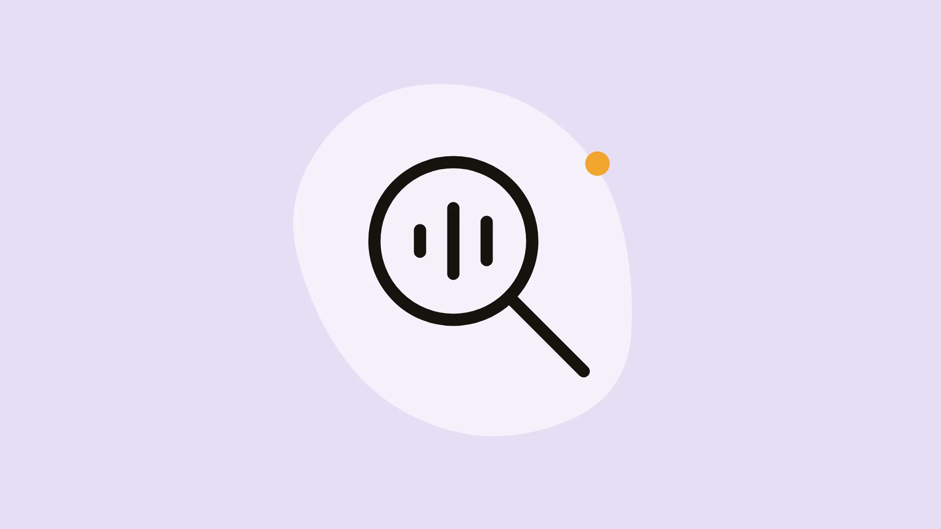 A magnifying glass around an audio waveform, illustrating research into internal podcast platforms.